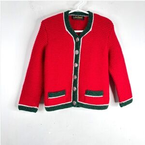 VTG 70s Loden Plankl Kids Austrian Trachten Cardigan Wool Nordic Christmas Sz 6